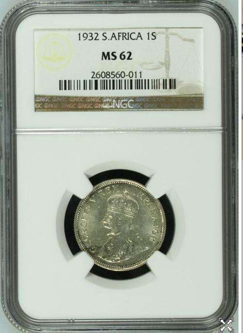 ** SOUGHT AFTER ** 1932 1SHILLING NGC GRADED MS62 HIGHLY LUSTROUS !! R1 START