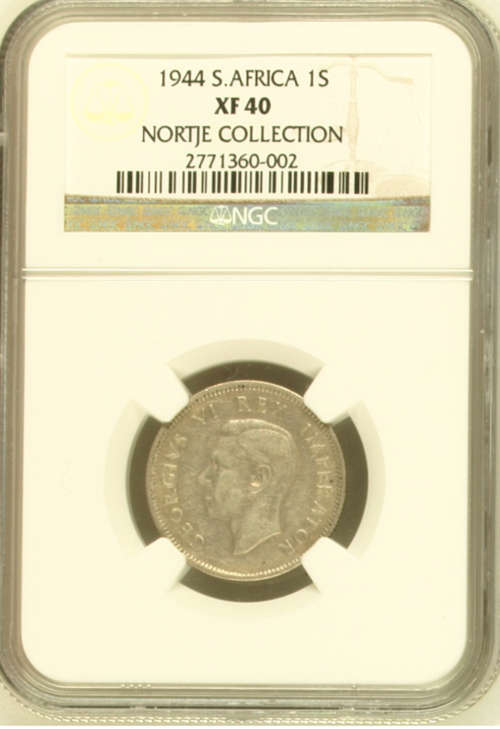 Scarcest union 1944 Union 1 shilling NGC Graded XF40 Sold for R3300 Only 14 Coins graded by NGC