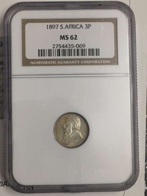 1897 Zar 3 pence NGC MS62