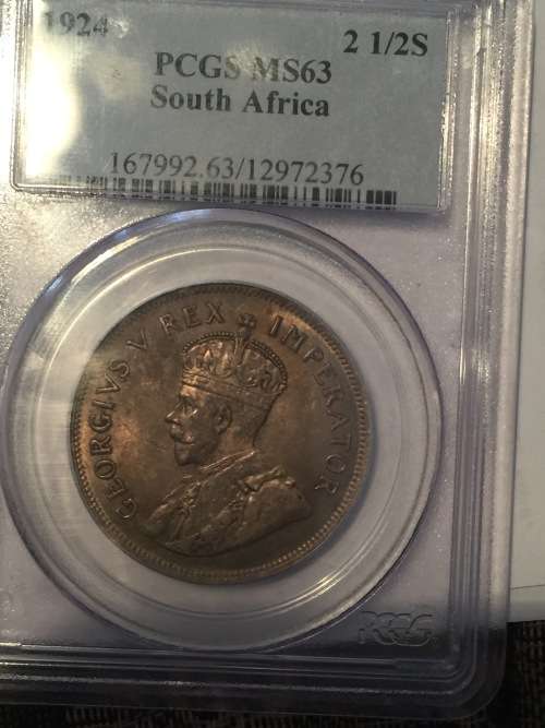 1924 Union Half Crown (2/6-) PCGS graded MS63 High Grade  Lustrous