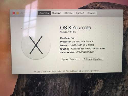 15inch**Macbook Pro Retina , 16GB Ram 512 GB SSD  **Damaged Screen*Sealed Charger inc