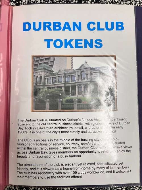 DURBAN / NATAL CLUB - 1860 TOKEN SET - EXTREMELY RARE (HARD TO GET THIS SET)