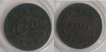 DURBAN / NATAL CLUB - 1860 TOKEN SET - EXTREMELY RARE (HARD TO GET THIS SET)