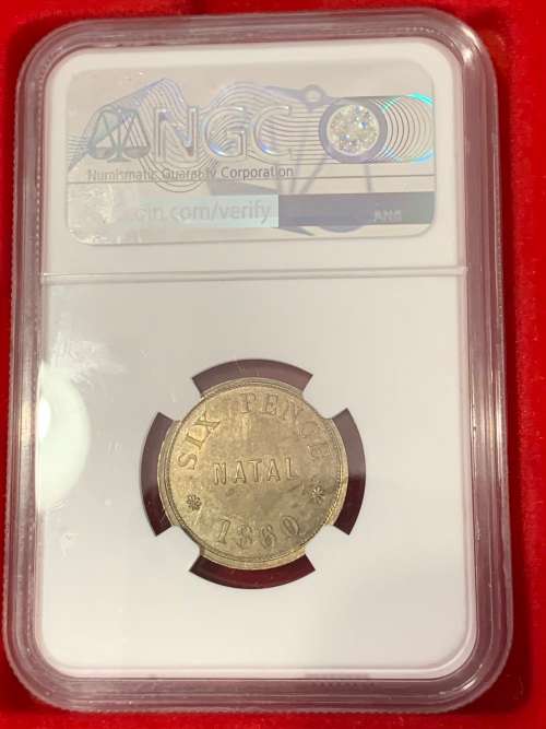 1860 Durban Club SIxpence NGC MS62 *** No Competition Only Specimen to ever grade in Mint State