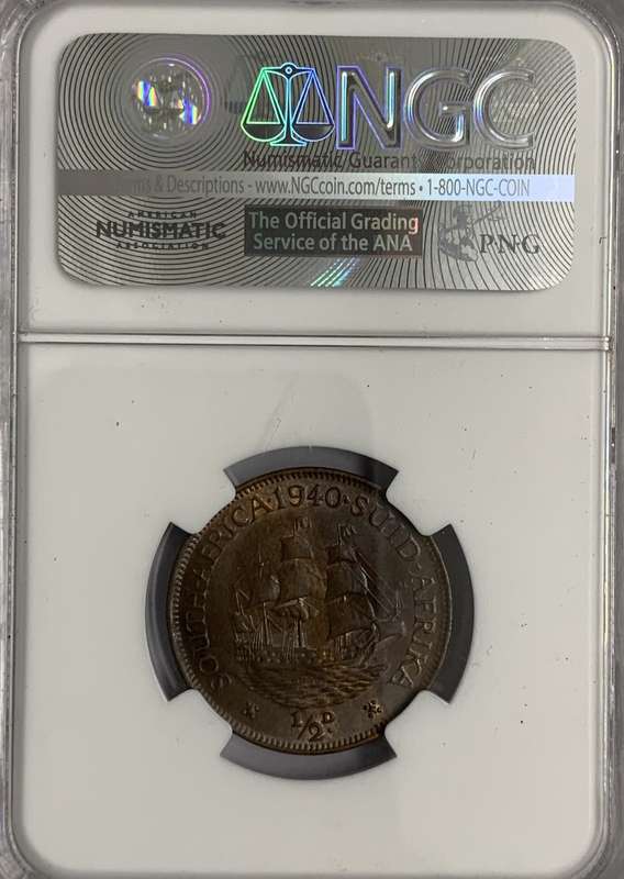 1940 ½ P (HALFPENNY) - NGC GRADED  MS62 BN