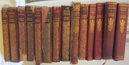 13 VOLUMES OF CHARLES DICKENS ANTIQUE BOOKS. AND EOTHEN by A.W.KINGLAKE 1928