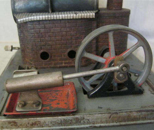 ANCIENT, STATIONARY TIN PLATE, STEAM ENGINE, D.B.P.ANGEM, WESTERN GERMANY