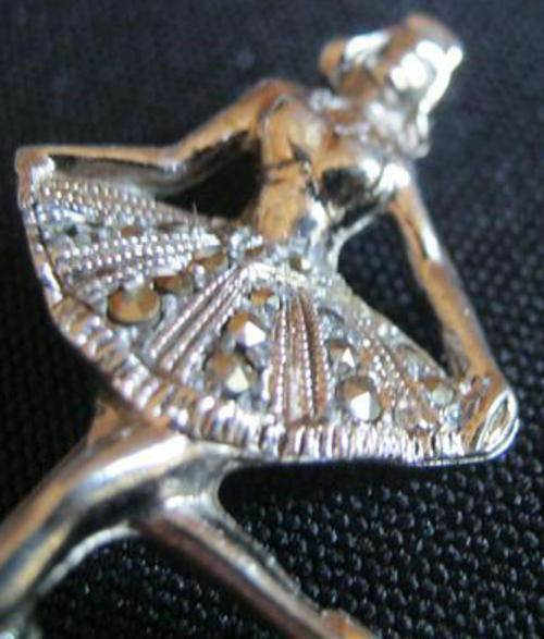VINTAGE, MARCASITE BROOCH DESIGNED AS A DANCER.