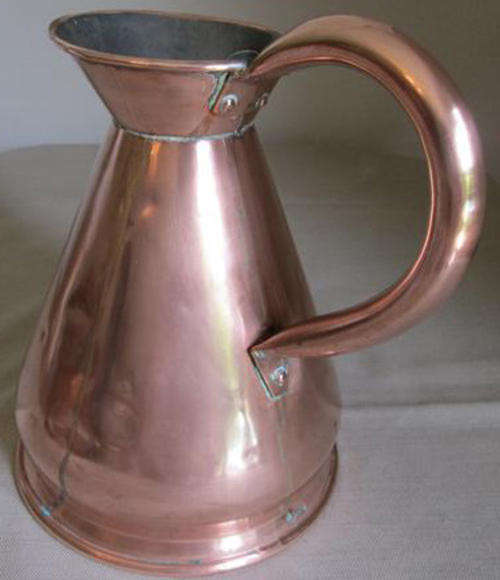 COLLECTABLE VINTAGE, ENGLISH MADE, HALF GALLON COPPER JUG, WEIGHS 1,162gr