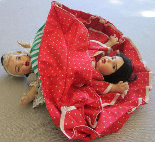 VINTAGE, TOPSY TURVY CLOTH DOLL, SPANISH DANCER AND COUNTRY GIRL.