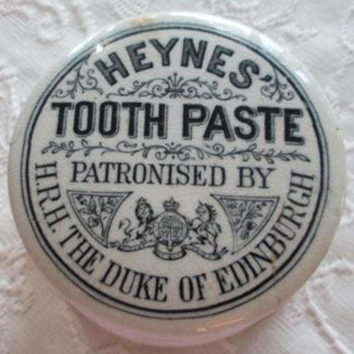 ANTIQUE HEYNES TOOTHPASTE CERAMIC CONTAINER WITH LID