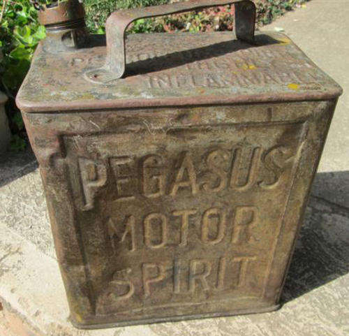 LOW START !!!! VINTAGE PEGASUS MOTOR SPIRIT CAN WITH BRASS SCREW ON  LID