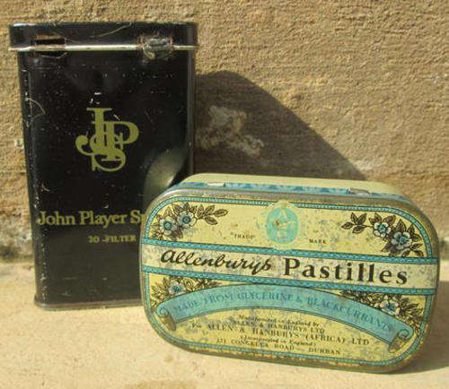 VINTAGE, JOHN PLAYER CIGARETTE TIN, ALLENBURURYS PASTILLES TIN.