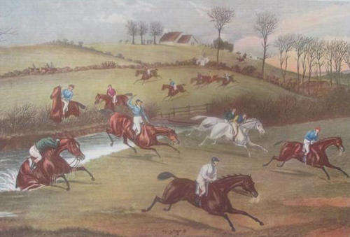 UNFRAMED, VINTAGE PRINT OF AN ENGRAVING,  STEEPLE CHASE, VALE OF AYLSBURY
