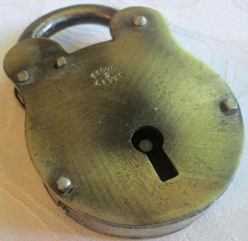 GENUINE LARGE ANTIQUE BRASS PADLOCK FOUND IN A FARM SHED.......