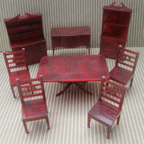 VINTAGE, 1940s-1950s MINIATURE DOLLS HOUSE FURNITURE, HARD PLASTIC.DINING ROOM SET.