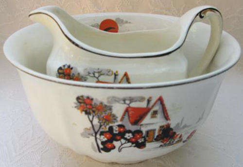 VINTAGE AND SHABBY CHIC !!! BOWL, JUG AND 2 SAUCERS, J&G MEAKIN