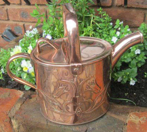 ANTIQUE,  ART NOUVEAU COPPER WATERING CAN  MADE BY WELL KNOWN FIRM J.S & SON, ENGLAND