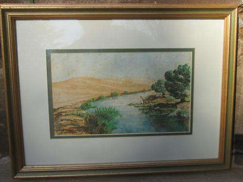FRAMED BEHIND GLASS VINTAGE SIGNED WATERCOLOUR PAINTED DURING WORLD WAR 2, NORTH AFRICA