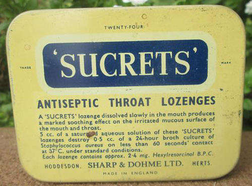 VINTAGE SUCRETS THROAT LOZENGE TIN