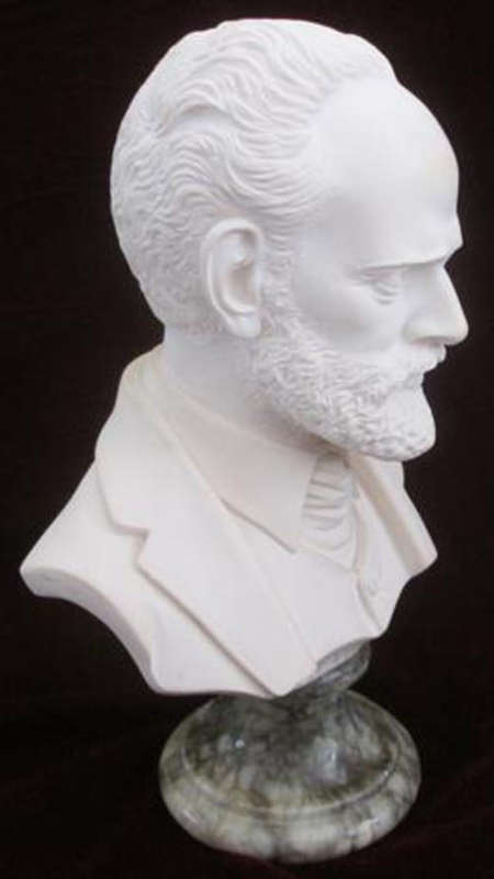 SIGNED,  ITALIAN VINTAGE ALABASTER BUST OF RUSSIAN COMPOSER TCHAIKOVSKY