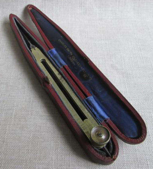 1926 ALMOST ANTIQUE, CASED SOLID BRASS DIVIDER-MULTIPLIER CHARLES SMITH, LONDON.