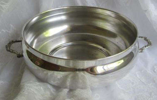 VINTAGE EMESS SILVER PLATED ROUND FRUIT BOWL WITH HANDLES