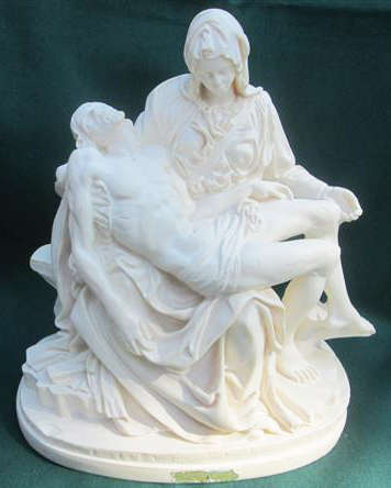 A.SANTINI,,  RELIGIOUS ALABASTER SCULPTURE OF THE VIRGIN MARY HOLDING THE BODY OF JESUS