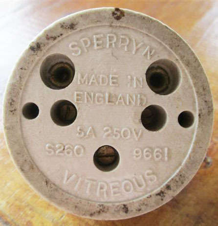 VINTAGE BRASS AND PORCELAIN LIGHT SWITCH, MADE IN ENGLAND, COULD BE AN INTERESTING PAPERWEIGHT !!!