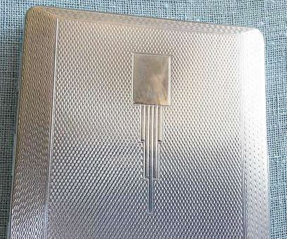 VINTAGE 1950s SILVER TONE, ART DECO DESIGN,  GENTLEMANS CIGARETTE CASE, HARMAN BROS, ENGLAND