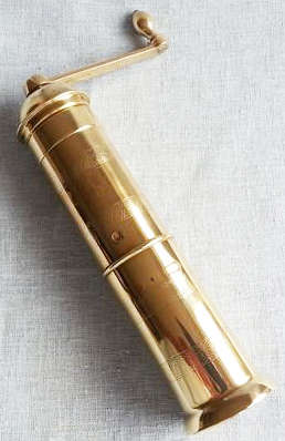 VINTAGE HEAVY QUALITY  BRASS COFFEE GRINDER, ORIGINAL K T M  MOCCA.