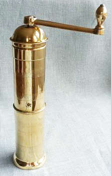 VINTAGE HEAVY QUALITY  BRASS COFFEE GRINDER, ORIGINAL K T M  MOCCA.