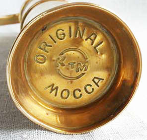 VINTAGE HEAVY QUALITY  BRASS COFFEE GRINDER, ORIGINAL K T M  MOCCA.