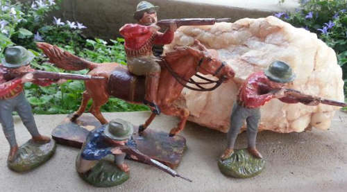 VINTAGE 1930s GERMAN MADE ELASTOLIN COMPOSITION COWBOY, HAND PAINTED