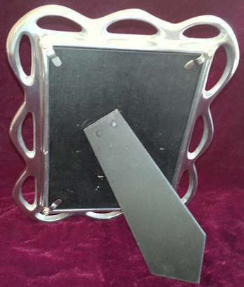 LARGE STAINLESS STEEL PICTURE FRAME WITH GLASS, AS NEW CONDITION