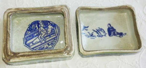 EROTIC  ORIENTAL PORCELAIN "TRINKET" BOX WITH A NAUGHTY SURPRISE !!!  REPRODUCTION OF AN ANTIQUE BOX