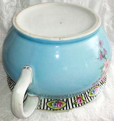 ANTIQUE, VICTORIAN PORCELAIN CHAMBER POT...POTTY... ,  HAND PAINTED PEACH BLOSSOM