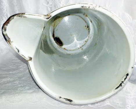 VINTAGE / ANTIQUE  ENAMEL JUG AND BASIN, WITH PANSY DESIGN.