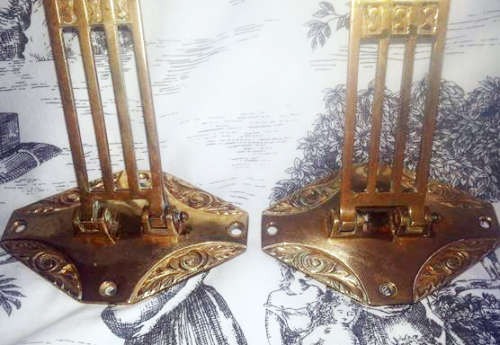 ART DECO PERIOD, SWIVEL ARMS, MATCHING  PAIR OF BRASS PIANO CANDLE SCONCES.....