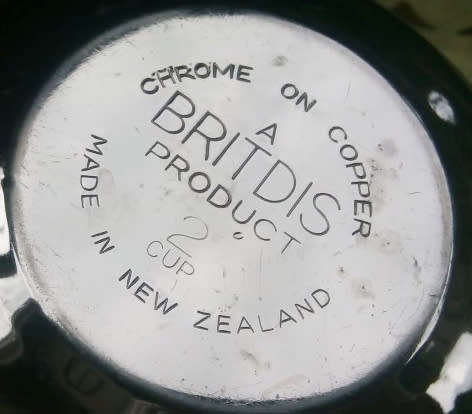 RETRO CHROME ON COPPER TEAPOT FOR TWO, A BRITDIS  PRODUCT, MADE IN NEW ZEALAND
