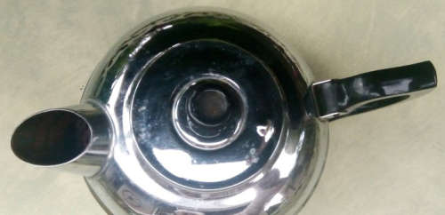 RETRO CHROME ON COPPER TEAPOT FOR TWO, A BRITDIS  PRODUCT, MADE IN NEW ZEALAND