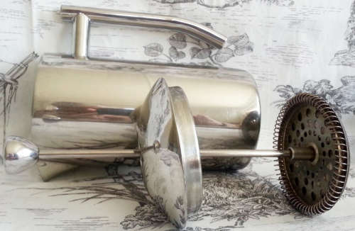 RETRO LOOKING, HEAVY QUALITY,  STAINLESS STEEL COFFEE PLUNGER, WOOLWORTHS.....