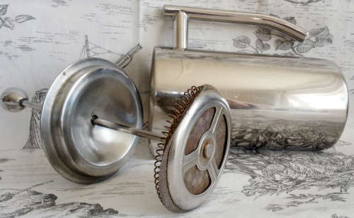 RETRO LOOKING, HEAVY QUALITY,  STAINLESS STEEL COFFEE PLUNGER, WOOLWORTHS.....