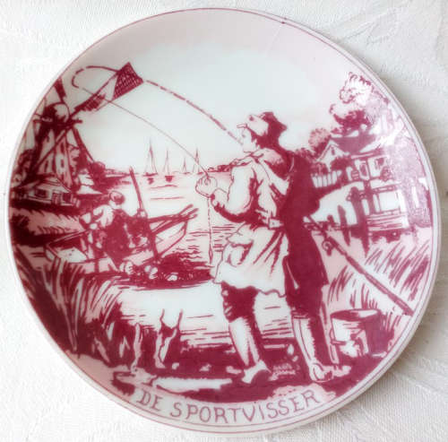 VINTAGE PINK DELFT, HOLLAND, PLATES, DIA 10cm.