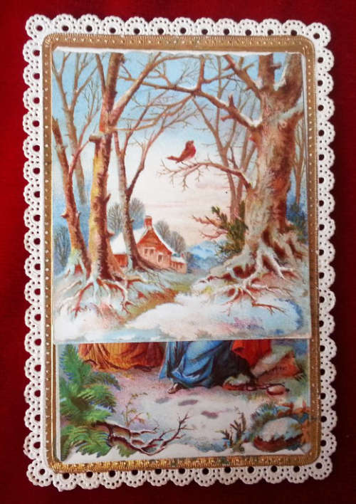 ANTIQUE VICTORIAN GREETINGS SCRAPBOOK CARD,