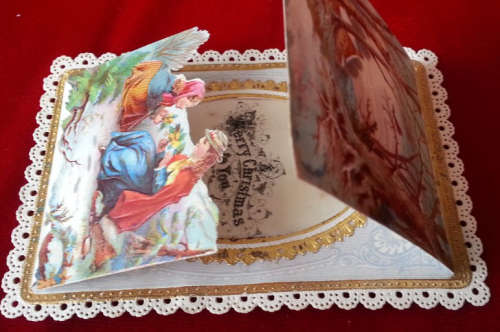 ANTIQUE VICTORIAN GREETINGS SCRAPBOOK CARD,