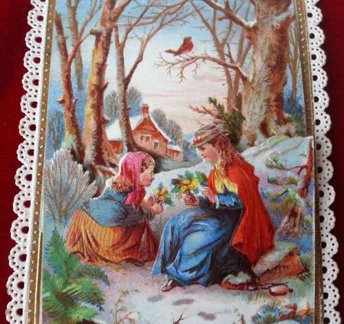 ANTIQUE VICTORIAN GREETINGS SCRAPBOOK CARD,