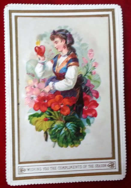 ANTIQUE VICTORIAN HAND MADE GREETINGS CARD circa 1830s