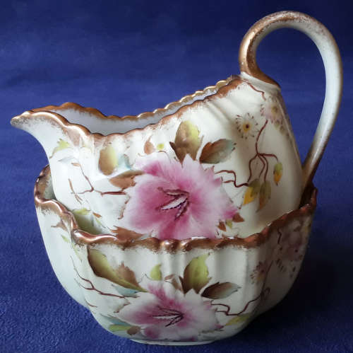 SO PRETTY......ANTIQUE, INTERESTING AND UNUSUAL CARLTONWARE MILK / CREAMER AND SUGAR BOWL