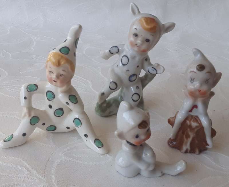 THE CUTEST COLLECTION OF 5 x HAND PAINTED VINTAGE PIXIES